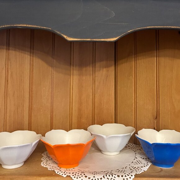 Set of 4 Vintage Porcelain Lotus Bowls Rice Side Dish Made in Japan - Picture 8 of 8